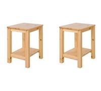 Set de 2 tabourets de table pin massif Beige G