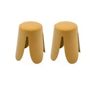 Alice's Home - Set de 2 tabourets empilables moutardes. Bouclette texturée. Niki. Ø30 / 44 x H46cm