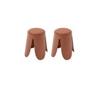 Alice's Home - Set de 2 tabourets empilables Terracotta. Bouclette texturée. Niki. Ø30 / 44 x H46cm