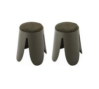 Alice's Home - Set de 2 tabourets empilables Vert foncé Bouclette texturée. Niki. Ø30 / 44 x H46cm