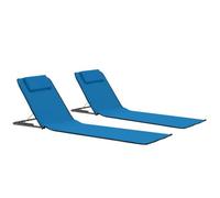 vidaXL Tapis de plage pliables – Bleu – 160 x 53 x 47 cm – Set de 2