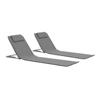 vidaXL Set de 2 tapis de plage pliables gris 160 x 53 x 47 cm