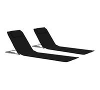 vidaXL Tapis de plage pliables Set de 2 Noir 160 x 53 x 47 cm