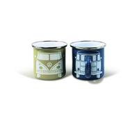 Set de 2 tasses à café (set of 2 coffee mug) en métal VW Volkswagen T1 BULLI beige et bleue