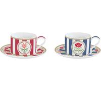 set de 2 tasses avec soucoupe FLOWERY fleurs 240ml en porcelaine Easy Life