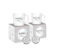 Set de 2 tasses pour mamans et papas, cadeaux pour mamans, cadeaux pour les nouvelles mamans, tasse pour les nouveaux papas, cadeaux pour maman, Noël, incl. pièce de décision pour les parents (maman