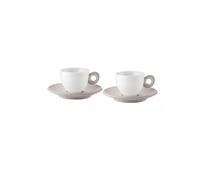 Guzzini - EVERYDAY Lot de 2 tasses à café avec soucoupe - Gris Pigeon - 081700158