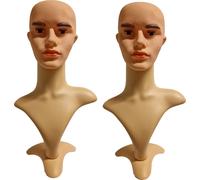 set de 2 têtes de perruque Homme - 53 cm Tête de décoration - Tête de mannequin homme - Tête de mannequin homme sans cheveux - Tête de mannequin pour présentation de chapeaux/lunettes - Tête d'homme p