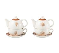 Set de 2 théières et tasses en céramique marron 16.5x11x14 cm J-Line