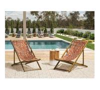 Set de 2 toiles de rechange pour transat avec motif floral rouge ANZIO/AVELLINO