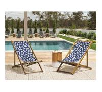 Set de 2 toiles de rechange pour transat motif floral bleu marine ANZIO/AVELLINO