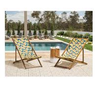 Set de 2 toiles de rechange pour transat motif floral jaune ANZIO/AVELLINO