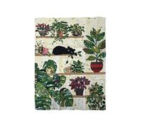 Set de 2 torchons Chat plantes Kiub 50 x 70 cm