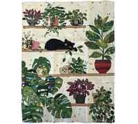 Set de 2 torchons Chat plantes Kiub 50 x 70 cm