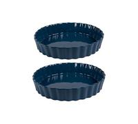 Set de 2 tourtières Bleu 24,5 et 28 cm - - Bleu - Grès