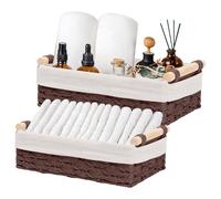 Set de 2 Tressés Paniers de Rangement, Panier de Rangement pour Jouets de Salle de Bain, Cube Décoratifs avec Doublure, Boîte en Osier, Pour Cuisine, Salle de Bain, Bureau, Jacinthe d’Eau