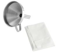 Dr Oetker 9941950 Set de 2 ustensiles pour Confiture avec Filtre pour Confiture et Entonnoir à Confiture, Tissu filtrant pour confiture, Tissu non tissé, Acier inox, 75 x 75 cm