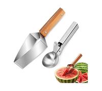 Set de 2 Ustensiles pour Pastèque 1 Découpeur Triangulaire en Acier Inoxydable+1Cuillère à Melon-Outils pour Fruits pour la Cuisine