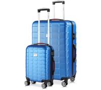 Set de 2 valises rigides Exopack Bleu M/XL 4 Roues 360° Poignée télescopique Serrure TSA Plastique ABS Malle Voyage Bagages