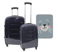 Set de 2 valises Trolley avec Housse de Protection 'Cutie Cat', Multicolore, Valises à 4 Roues et avec Housse de Protection