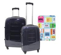 Set de 2 valises Trolleys avec Housse de Protection 'City Plates', Multicolore, Valises à 4 Roues et avec Housse de Protection