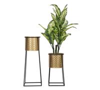 set de 2 vases Coppia de différentes tailles en métal noir or