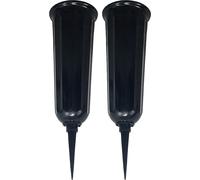 set de 2 vases funéraires en plastique avec piquet de terre | Vase de cimetière en noir | Vase funéraire | Vase à enfoncer résistant au gel pour tombe | Vase de fleurs résistant aux intempéries pour c