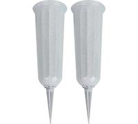 set de 2 vases funéraires en plastique avec piquet de terre | Vase de cimetière gris | Vase funéraire | Vase à enfoncer résistant au gel pour tombe | Vase de fleurs résistant aux intempéries pour cime