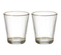 Set de 2 verres 30cl en verre avec stries et liseré doré - - ALTOBUY Transparent