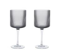 ferm LIVING Set de 2 verres á vin rouge Ripple gris fumé HxØ 18,5x7,9cm