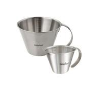 Zenker 9943250 Duo de Verres Doseurs Gradués, Verre Gradué pour Liquides, Verres Mesureurs, Verre Gradué à Pâtisserie, Acier Inoxydable, Argent, 250 ml, 1000 ml