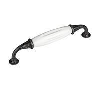 Set de 2 x SO-TECH® Poignée en Porcelaine JOHANNA Finition Argent Vieilli blanc Entraxe 128 mm poignée de Meuble Poignée