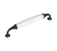 Set de 2 x SO-TECH® Poignée en Porcelaine JOHANNA Finition Argent Vieilli blanc Entraxe 160 mm Poignée de Meuble Poignée