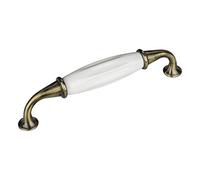 Set de 2 x SO-TECH® Poignée en Porcelaine JOHANNA Finition Laiton Vieilli blanc Entraxe 128 mm poignée de Meuble Poignée