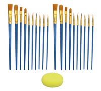 Set de 20 pinceaux, pinceaux à Peindre en Nylon avec 1 Pinceau éponge, Set de Petits pinceaux Ronds et Plats en 10 Tailles pour l'aquarelle, la Peinture à l'huile et la Gouache (Bleu)
