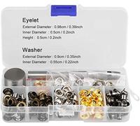 Set de 220 pièces oeillets et rondelles pour artisanat cuir et tissu, 4 couleurs simples avec 3 outils d'installation pour réparation et bricolage, 5mm