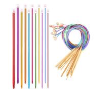 Set de 23 Pièces Crochet Tunisien - Aiguilles de 2 à 10 mm en Bois et Aluminium - Ensemble Coloré Pour Divers Projets de Tricot - Idéal Pour Débutants