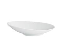 Set de 24 Assiettes plates et ovales LISA avec un léger creux sur les bords, plat à service à pâtes desserts en porcelaine blanc