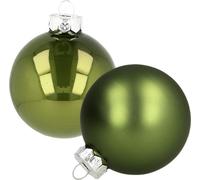 Set de 24 boules de Noël en verre Ø6cm en vert, décoration d'arbre de Noël, brillant & mat