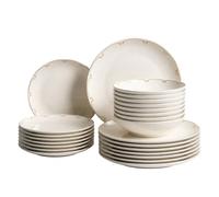 Set de 24 couverts de table CHAROLI Porcelaine Blanc/doré
