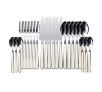 Set de 24 Couverts de Table en Acier Inoxydable Finition à bords lisses, Blanc