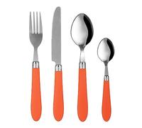 Set de 24 couverts lisse en acier inoxydable avec poignée orange