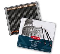 Derwent Crayons graphiques Graphic – Set de 24 (9H–13B) qualité professionnelle – boîte métal