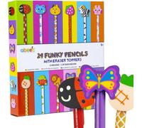 Set De 24 Crayons De Couleurs Avec Extrémités Gomme Pour Les Enfants 12 Motifs Différents Avec 2 De Chaque - Crayons De Dessin 6 Ans Et Plus - Cadeaux De Fête Et Pour L'école
