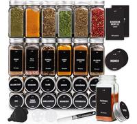 Set de 24pcs - DECO HAUS pots à épices avec bouchon à vis - set de pots à épices avec étiquettes, entonnoir, brosse de nettoyage, marqueur -120 ml, 10,5 x 4,3 cm