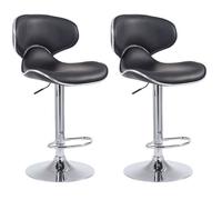 Set de 2Tabouret De Bar -BREZAN V2 Cuirette Chrom(Noir)