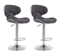 Set de 2Tabouret De Bar -BREZAN V2 Finition Chrom(Gris Foncé)