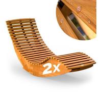 Set de 2x Chaise Longue CASARIA® à Bascule pliable en Bois d'acacia certifié FSC Transat Ergonomique Bain de Soleil Jardin Sauna