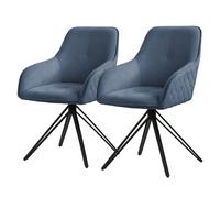 Set de 2x fauteuil de salon bleu chaise de salle à manger pivotant ergonomique