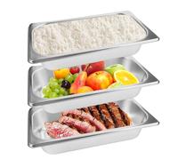 Set de 3 Bac de Plat Four Inox Rectangulaire, 32,6 x 17,8 x 6,5 cm GN 1/3 Bac Inox Alimentaire, Empilables, Durable et Facile à Nettoyer, Adapté aux Fours Réfrigérateurs Cuisine, Viande, Poisson